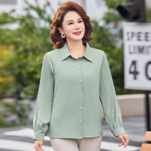 2026年女装中老年衬衫女大码宽松妈妈装上衣春装40-50-60岁衣服女