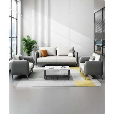 胜帐办公沙发简约会客接待室休闲办公茶几组合三人位(耐磨西皮)