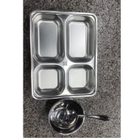 蓝枫304不锈钢餐盘+碗+勺子+筷子