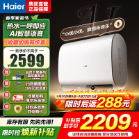 海尔(Haier)[AI语音BK30]电热水器60升 国家补贴15%双胆扁桶净水3300W速热 语音交互