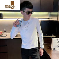 YANXU男士长袖T恤净版学生百搭打底衫痞帅潮流修身内搭秋衣