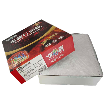 优彩嘉 电脑打印纸 四联三等分 彩色 撕边 241-4 包