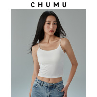 夏季性感吊带带胸垫女外穿内搭修身显瘦细带U型美背小背心棉