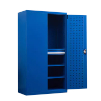 豪利特重型工具柜加厚物件工具储物柜工厂铁皮柜汽修厂零件收纳柜蓝色四层一抽带挂板