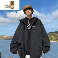 YANXU连帽冲锋衣夹克男2023新款美式港风青少年潮牌痞帅户外工装外套秋