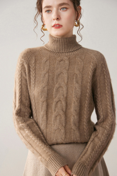 秋冬双股加厚保暖内搭山羊绒衫针织衫女高领套头毛衣宽松打底衫女