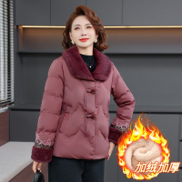 发毛领妈妈装棉衣女洋气中老年女士休闲大衣加绒保暖棉服外套女款