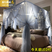 2018新款网红蚊帐1.8m床双人家用加密加厚1.5m三开1.2米公主风 三维工匠