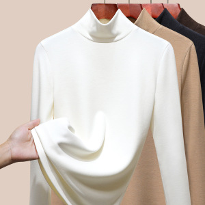 2025蚕丝暖绒高领秋衣女上衣羊毛保暖内衣加厚加绒发热打底衫冬季