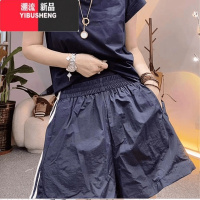 YIBUSHENG时尚小个子三条杠休闲裤女2024季新款宽松洋气显瘦百搭阔腿短裤