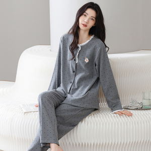 啄木鸟秋冬季睡衣女德绒羊毛蚕丝棕色春秋季加厚保暖家居服套装