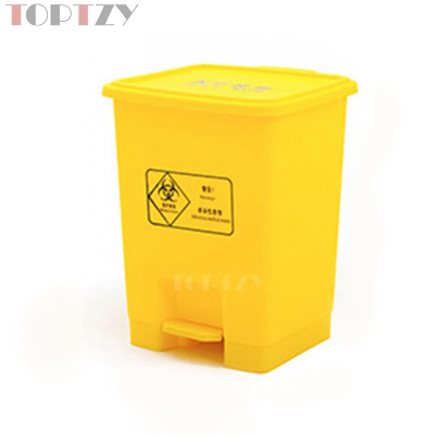 toptzy TZ4060409 医疗垃圾桶脚踏式垃圾箱黄色带盖废物回收箱 15升