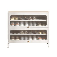 铭威盾家用门口鞋柜新款2024室内入户储物柜一体翻门钢制2门4层100宽-白