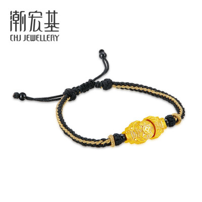 潮宏基弘运牛-双头福牛黄金手链足金手饰生肖牛手绳国潮风女ZQ约2.9g-链长约18-25cm