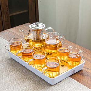 [补贴10%]高温玻璃茶壶可加热家用功夫茶壶茶具套装加厚过滤器泡花一壶泡茶