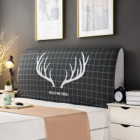 床头套罩北欧风格全包通用防尘软包保护床靠背简约现代木 鹿角格子 高度50-65*长度180cm通用款