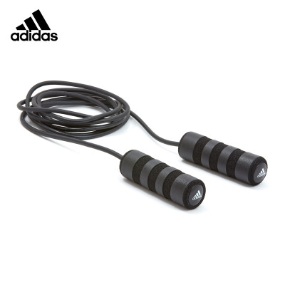Adidas迪达斯专业跳绳健身有氧减肥运动学生成人竞速比赛健身器材泡沫手柄可调长短3米黑色