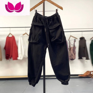 七斓胖子大口袋加绒加厚卫裤男特大码300斤韩版宽松百搭束脚哈伦裤潮