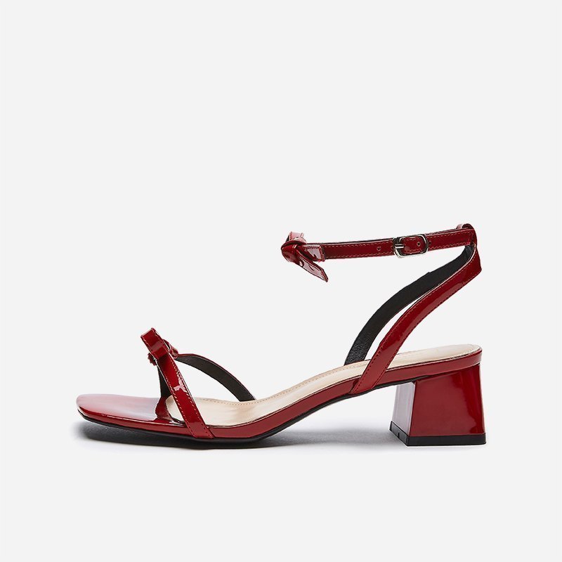 热风女鞋夏季小辣椒仙女风女粗跟蝴蝶结凉鞋h56w0649