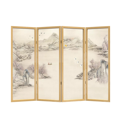新中式屏风隔断客厅餐厅卧室房间古风山水装饰墙折叠移动酒店折屏