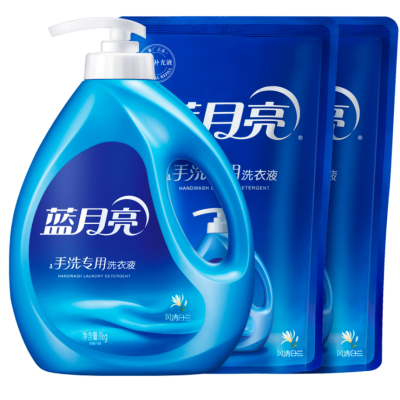 蓝月亮 Bluemoon 手洗专用洗衣液6斤装1kg*1瓶+1kg*2袋按压泵头宿舍内衣裤清洁81000459