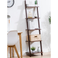 美帮汇楠竹客厅书架落地靠墙置物架北欧实木花架卧室梯形竹架子多层