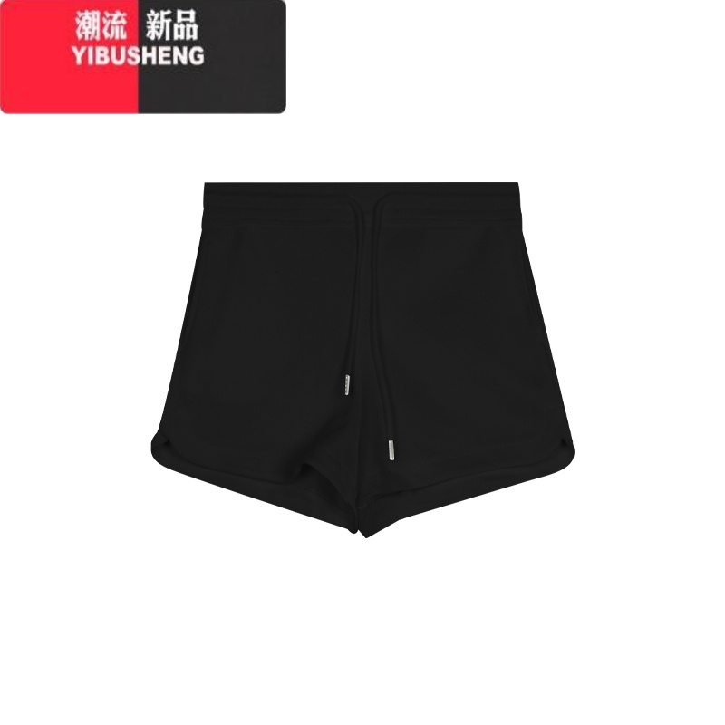 YIBUSHENG灰色运动短裤辣妹热裤白色休闲裤女装季高腰直筒裤百搭黑色裤子