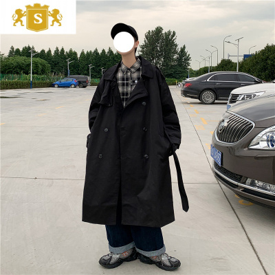 SUNTEK风衣男中长款秋季韩版帅气潮牌大衣宽松大码痞帅工装休闲夹克外套风衣