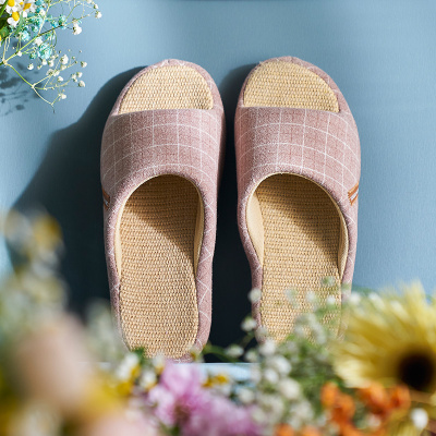达拉熊春秋亚麻拖鞋女室内家居布艺地板四季男夏防滑防臭抗菌棉麻拖