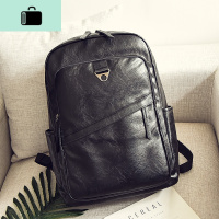 时尚男士背包韩版皮质双肩包男复古潮流15.6寸商务电脑包书包男包NEW LAKE 款12黑色(收藏送运费险)