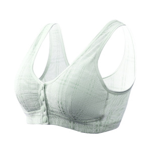妈妈内衣女大码前扣文胸无钢圈中老年人背心式妇女专用胸罩夏款
