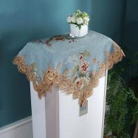 欧式蕾丝空调盖布立式柜机套罩方巾开机不取空调套正方形防尘布罩 语晨蓝色 90*90cm(基本通用)