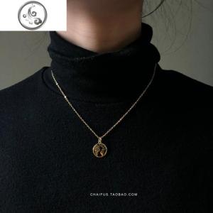 阿柴X31 INS风项链镀金几何字母桃心心形圣母玛利亚圆牌锁骨链女 JiMi