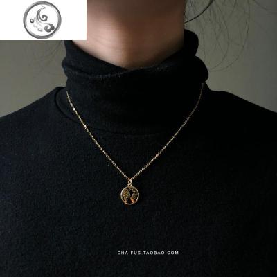 阿柴X31 INS风项链镀金几何字母桃心心形圣母玛利亚圆牌锁骨链女 JiMi