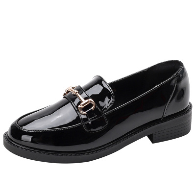 歌爱妮英伦风小皮鞋女鞋2021春季新款鞋子潮豆豆鞋学生百搭黑色单鞋