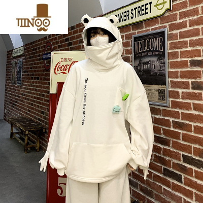 YANXU孤寡青蛙卫衣男美式潮牌oversize连帽上衣嘻哈七夕情侣装外套