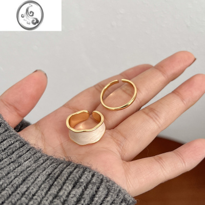 JiMi独特设计感素圈食指戒指女2022年新款潮指环小众高级感开口可调节