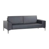 翌嘉 YJ-20127 办公沙发洽谈接待商务沙发黑色三人位西皮