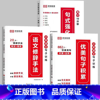 热卖[全3册]句式训练+优美句子+语文修辞 小学四年级 [正版]荣恒 小学语文句式强化训练扩句仿写组词造句照样子写句子强