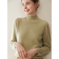 秋冬新款山羊绒针织衫女半高领加厚套头亲肤毛衣套头针织打底上衣