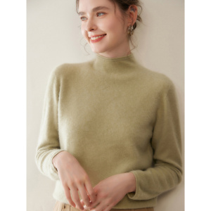 秋冬新款山羊绒针织衫女半高领加厚套头亲肤毛衣套头针织打底上衣