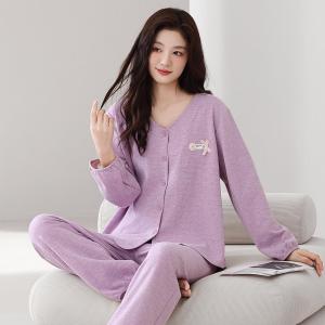 啄木鸟秋冬季睡衣女德绒羊毛蚕丝棕色春秋季加厚保暖家居服套装
