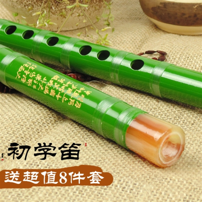 竹笛子GFEDC调学生苦横笛子初学入门乐器精制二节横笛黑白绿听雨黑C+全套配件+书