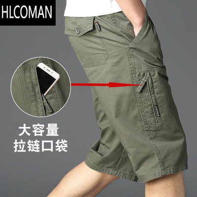 HLCOMAN2024新款七分裤男士夏季薄款爸爸装工装休闲马中裤加大码短裤