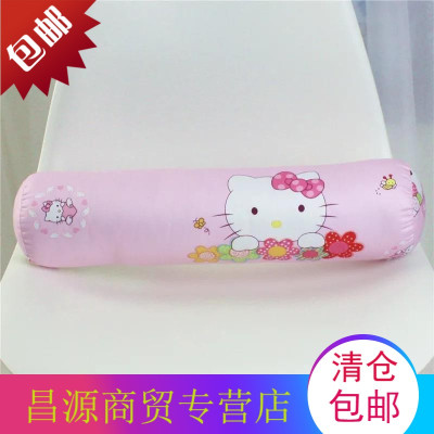 枕头靠垫长条长抱枕圆柱公主客厅女生长条套子糖果枕纯色颈枕睡眠长枕棉布双人睡觉圆粉咪10X40cm填充物羽丝棉