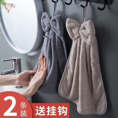 直播特卖-送挂钩加厚擦手巾厨房可挂式吸水毛巾可爱儿童卫生间大号抹布手帕冰星梦