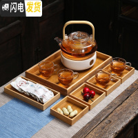 三维工匠日式水果茶壶套装透明玻璃花茶杯耐热蜡烛加热保温下午茶茶具家 提梁壶+4个小把杯+托盘D款+底座A(送50颗蜡烛)