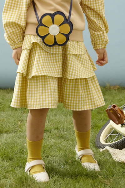 [1件3折价:65.7]米喜迪mecity童装春新款女童裙子格子塔形梭织半裙洋气时尚