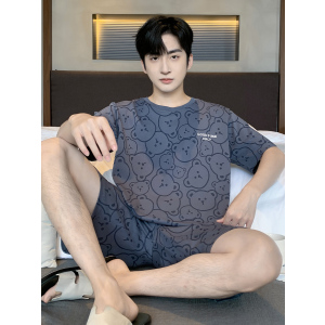 睡衣男款夏季纯棉薄款短袖短裤套装男士卡通休闲大码可外穿家居服