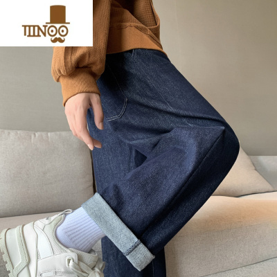 YANXU牛仔裤男款宽松复古休闲裤新款百搭运动裤长裤潮牌美式直筒裤